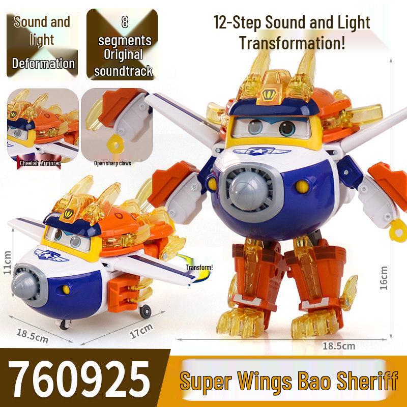 Deluxe Super Wings Transformation Set: Wish Guardian - Le, Di, Xiao Ai, Duo Duo, Bao, Jing, Zhang with Sound and Light Effects.