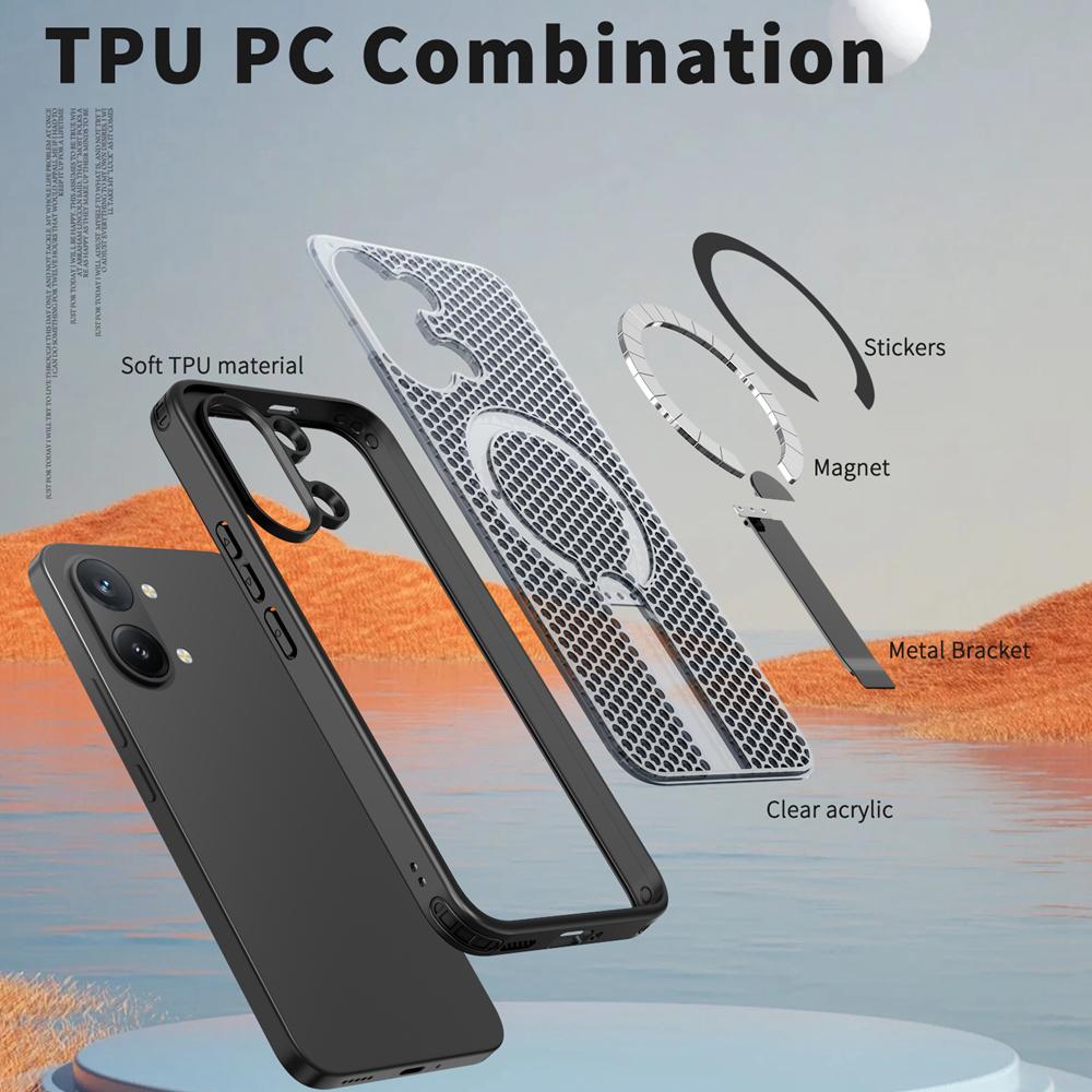 KEYSION Dutý kryt pro odvod tepla s MagSafe pro Xiaomi POCO X8 Pro Max Magnetické chlazení Skrytý stojánek Nárazuvzdorný kryt telefonu