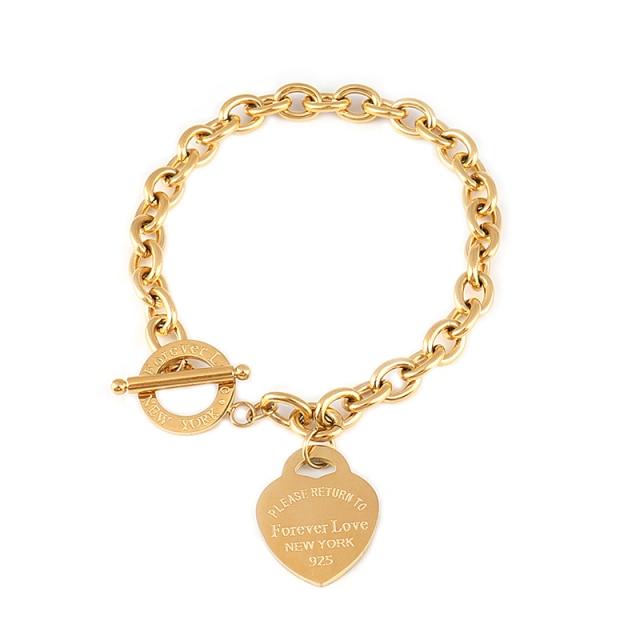 Βραχιόλι από ατσάλι για γυναίκες Ανοξείδωτα βραχιόλια Καρδιά κρεμαστά βραχιόλια μόδας αλυσίδα βραχιόλια Γυναικεία χοντρό βραχιόλι Δώρο κοσμήματα