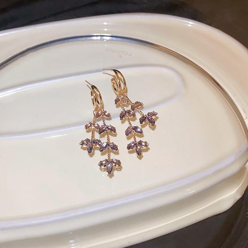 GemChic Women's Earrings Ear Stud Needle Embed Zircon Flower Drops Tassel Earrings Sweet Exquisite Earrings Birthday Christmas Jewelry Gift