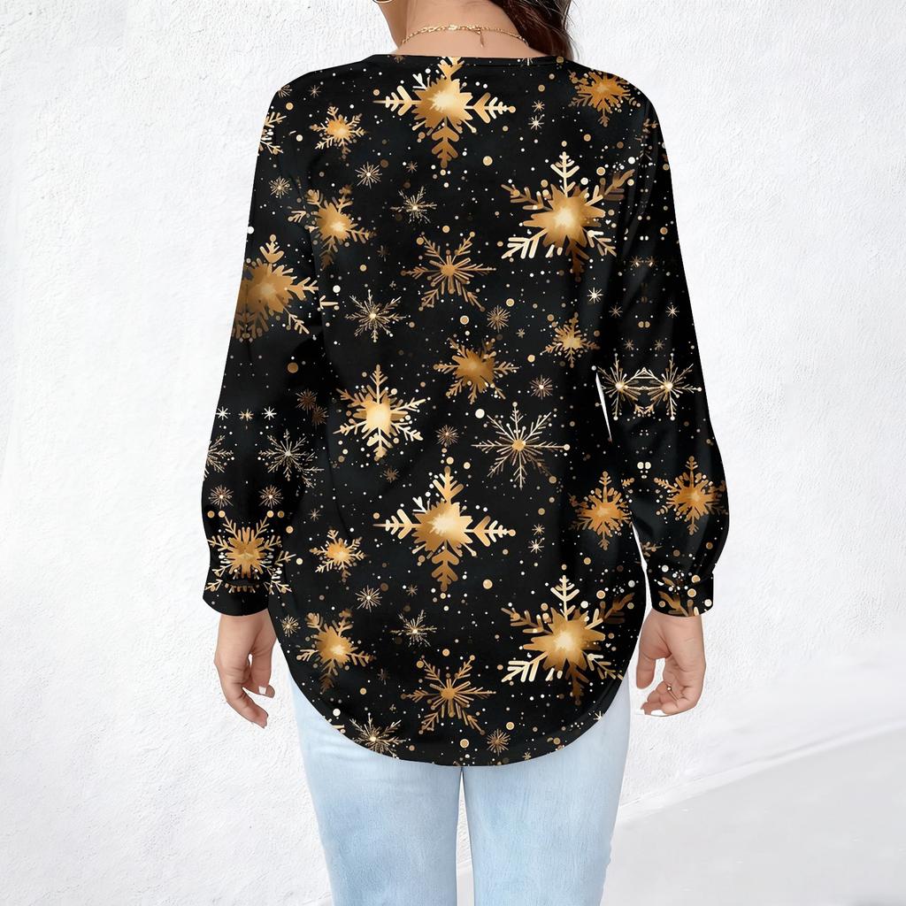 Women's Fashionable Casual Long Sleeved Loose Oversized Printed Top