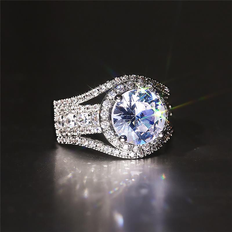 Huitan Luxury Women RingTwisted Split Shank Full Diamonds Statement Wedding Promise Party Accessories Jewelry Gift Inlaid CZ