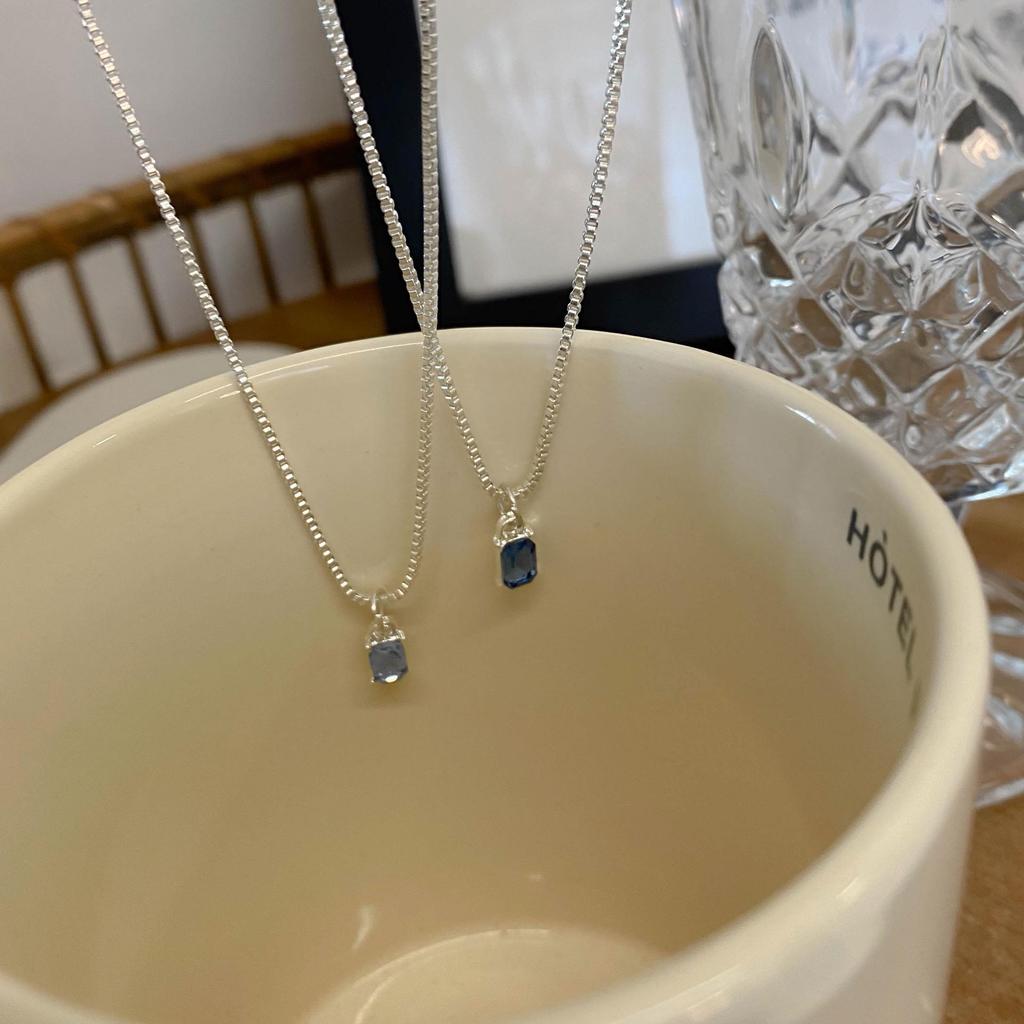 Trendy Geometric Square Zirconia Necklace for Women - High-End Versatile Clavicle Chain