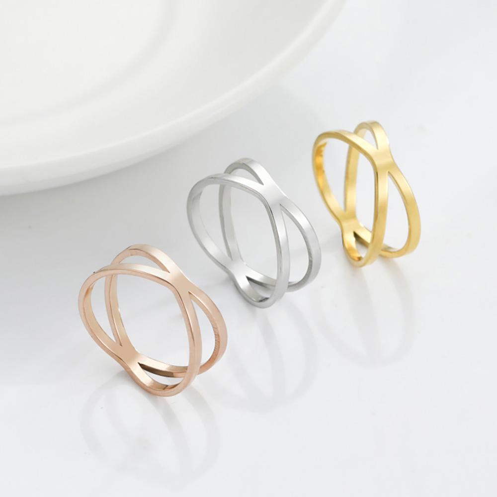 Cross Gold Women's Rings Stainless Steel Wedding Engagement Casual Ring Female Jewelry Gift for Lover