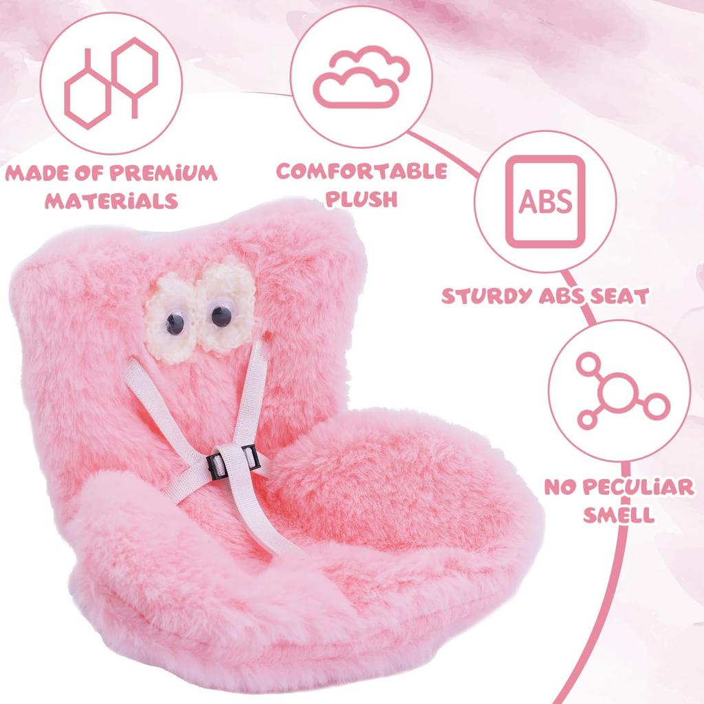 Car Seat for Dolls, Cute Safety Have a Seat with Soft Furry Cushion Pink Sofa Car Air Vents Clip Desktop Decor Chair To Display Doll Toy Ornaments