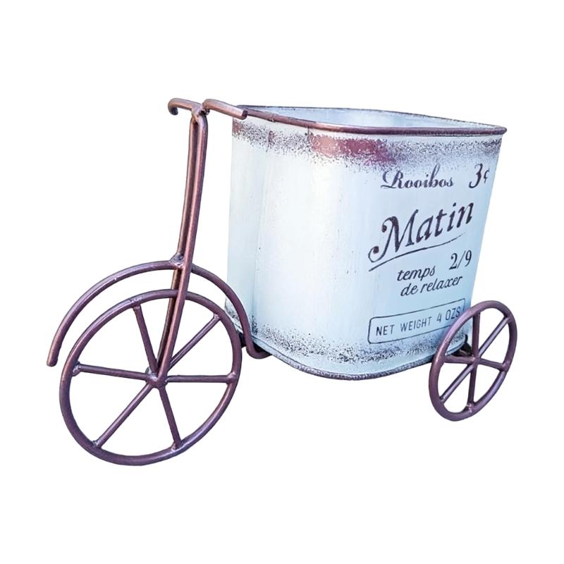 

Retros Wrought Iron Garden Cart Rusty Flowers Planter Farmhouses Yard Plant Pot Outdoor Decoration синій