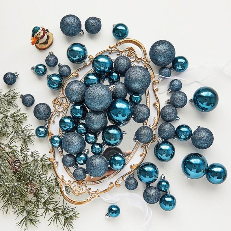 1 Box Shatterproof Decorations Balls Stylish Christmas Tree Round Shaped Balls Decor Home Creative Decoration Gifts