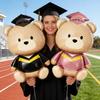 2Pcs/set Graduation Bear Foil Balloons Cute Doctoral Cap Pink Bear Balloons Graduation Ceremony Back-to-School Party Decorations