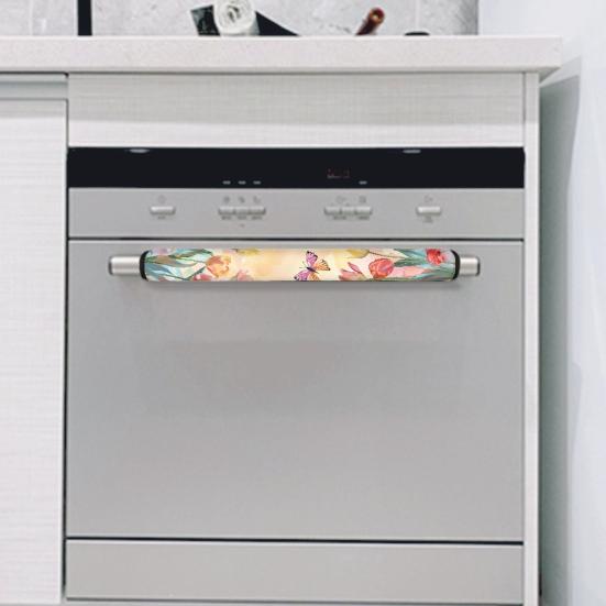 Yousheng 1 Pair Refrigerator Door Handle Covers Flower Patterns Universal Wide Application Kitchen Appliance Door Handle Decorative Mats