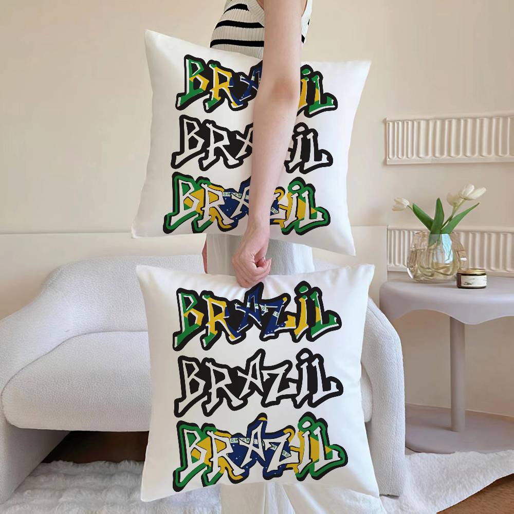 Flag of Brazil Cool Pillow Case Sofa and Living Room Decorative Cushion Covers Dust-proof and Mite-proof Invisible Zipper