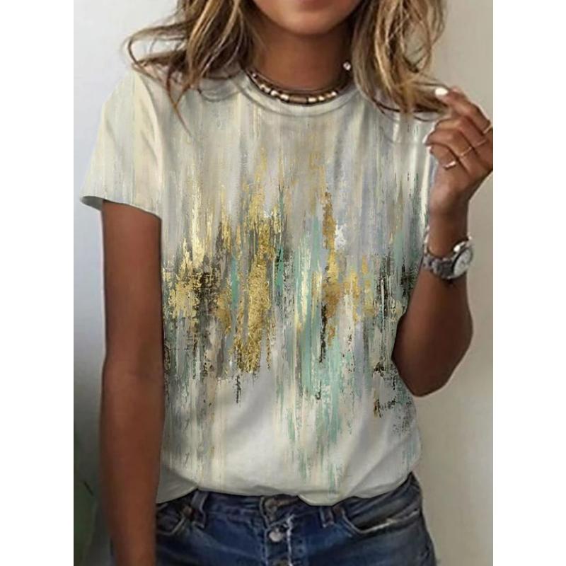 Stylish Loose Short Sleeve Printed Women's Top Comfortable T-Shirts Women’s