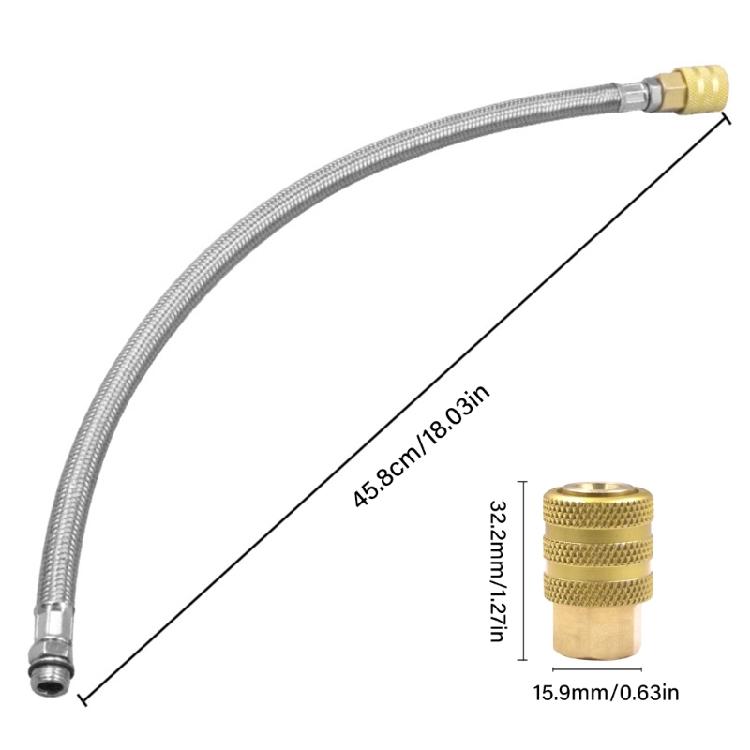 Automotive Auto Locking Brass Air Chuck With Detachable 45.8cm Metal Tube 12.5mm Threaded Nozzle For Tire Inflation Systems