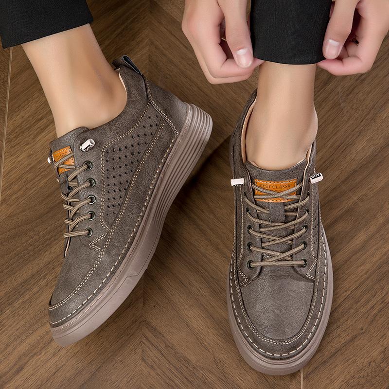 Trendmarke Herren Freizeitschuhe Dicksohlige Oxford Schuhe Outdoor Arbeitsschuhe Herren Schuhe mit Absatz Ausgehöhlte Sportschuhe