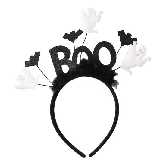 Photo Shoot Hairpiece Halloween Black Bat Headband for Women, Gothic Rose Boo Ghost Theme Party Headwear Hair Accessories Festive, Costume Accessory