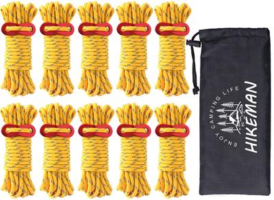 Abspannseil Paracord Seil Zeltseil Abspannleine Planenseil Reflektierend 6er Set 4mm 4m Camping Outdoor Aluminium Flexibel Hardware Inkl. Aufbewahrungstasche Belastbarkeit
