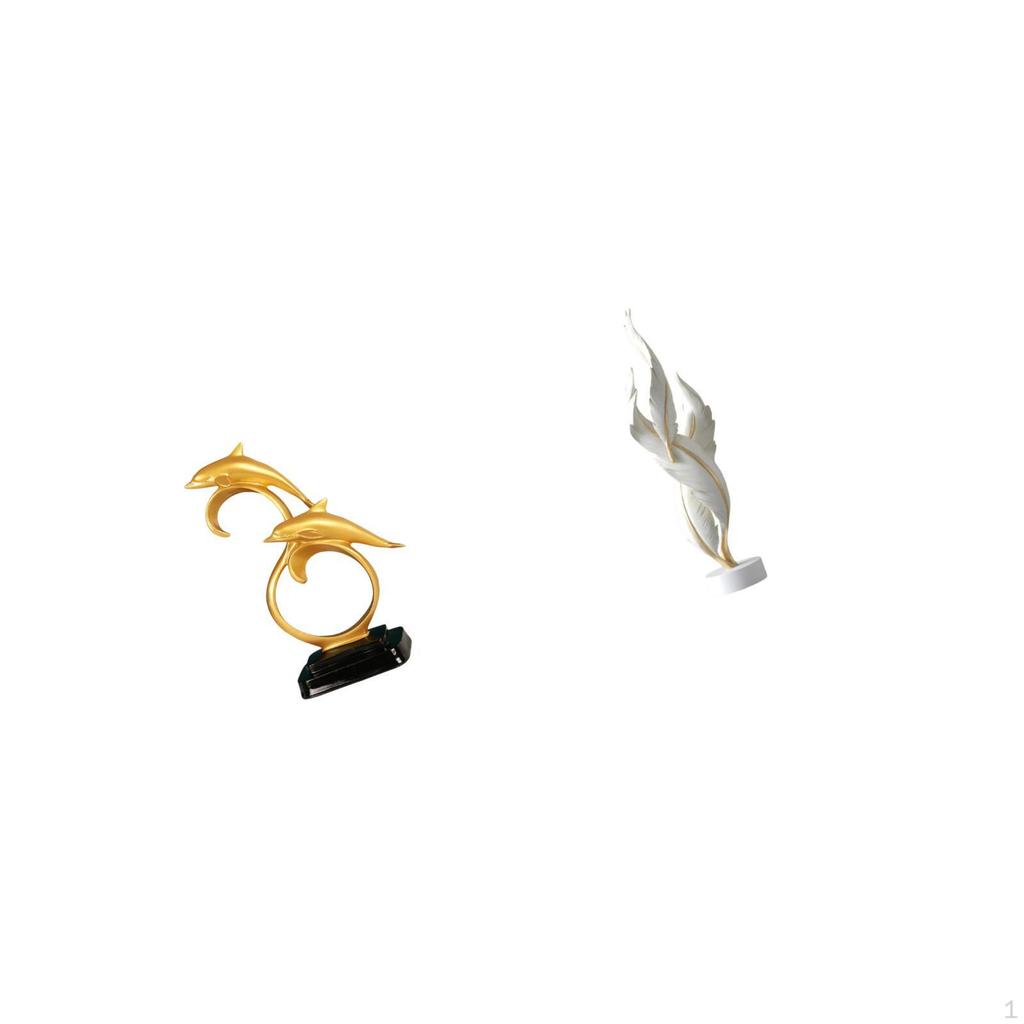 Modern Lifelike Dolphin Feather Figurine Resin Sculpture Collectible Art Crafts Decorative Ornament
