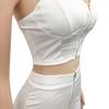 X5215 Women's Solid Color Sexy Camisole Bustier Zipper Vest and Long Pants Two-Piece Set