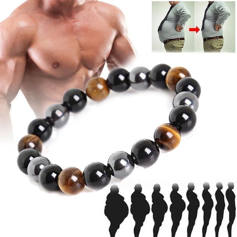 Perlenarmband Naturstein Schwarzer Obsidian Hämatit Dreifachschutzarmband Verstellbares Tigerauge-Armband für Herren Damen