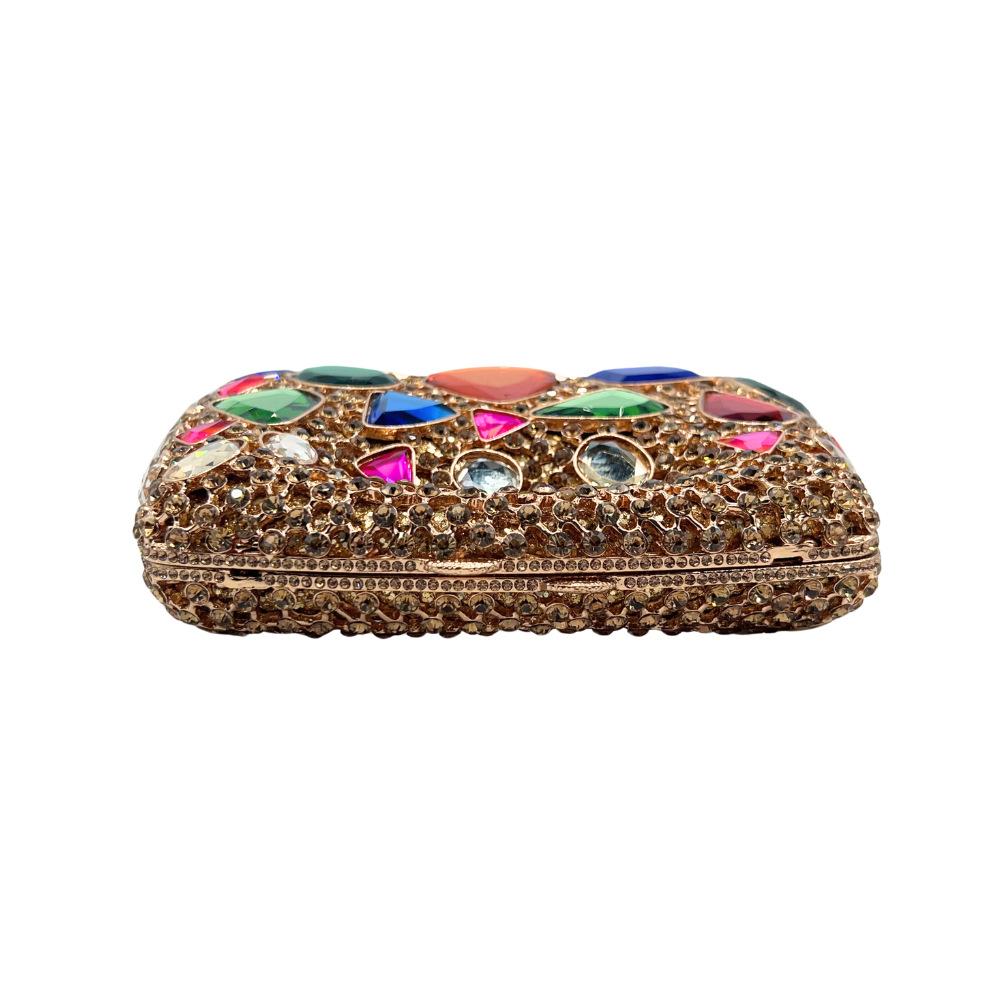Bolsos de Noche de Piedra Plata/Dorado Bolso Grande con Asa Superior Diseñador de Lujo para Mujer Carteras de Diamantes Pedrería Boda Nupcial Clutc