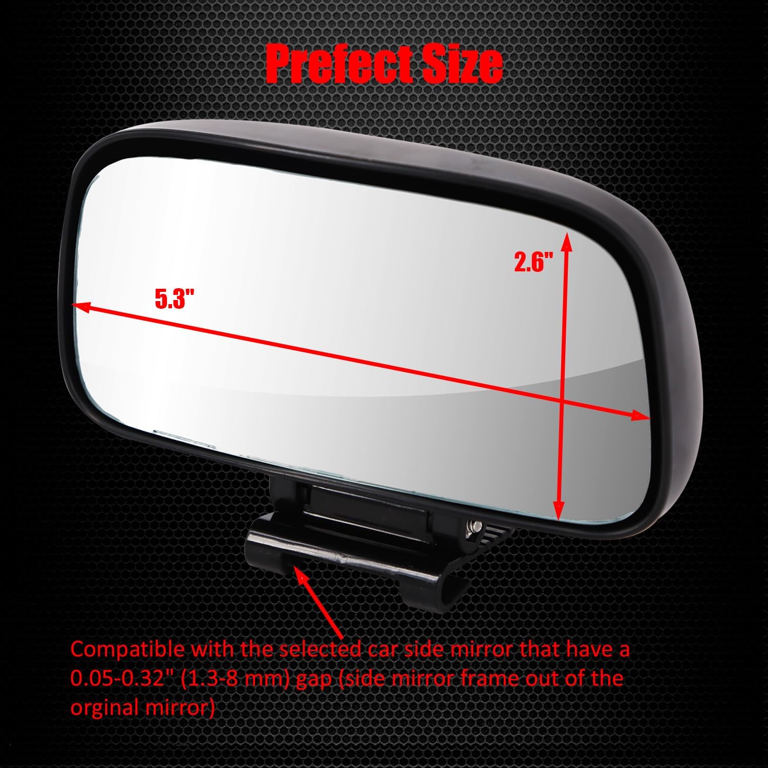

Ampper Add On Blind Spot Mirror, Convex Rear View Wide Angle Rectangle Framed HD Glass Adjustabe Mirror Upon Mirror for Car, SUV and Truck (SPECIFIC