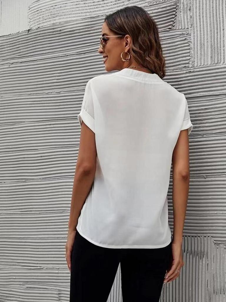V-neck Short Sleeve Fashion Casual Shirt for Summer 2025