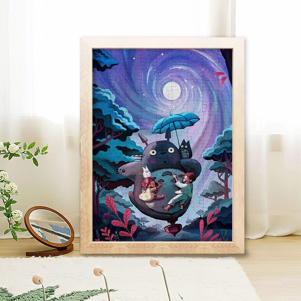 Studio Ghibli Totoro Drewniana Układanka Urocza Ozdoba&Drewniana Układanka Totoro Z Ramką DIY Dekoracja Biurka
