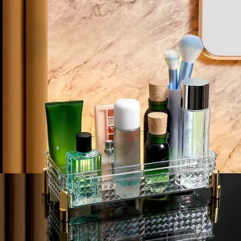 Luxury Makeup Holder Transparent Storage Rack Multi-functional Storage Tray  Living Room Decor