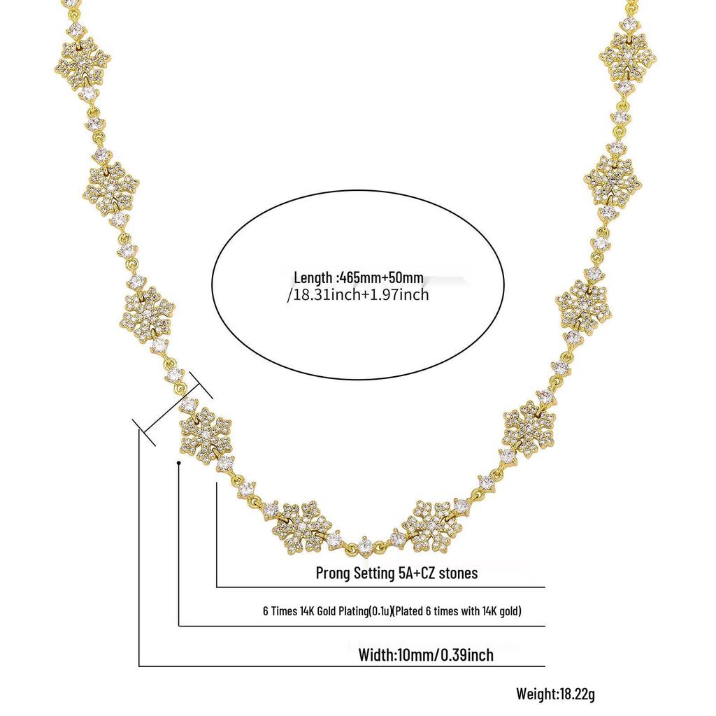 High-End Christmas Snowflake Jewelry Set: Full Diamond Necklace & Clavicle Chain with Niche Design Bracelet for Women