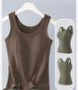 Women's Fleece-Lined Sleeveless Vest with Chest Pads - Seamless Slimming Base Layer for Autumn/Winter