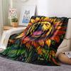 Sunflower Dog Print Flannel Blanket, High quality Comfortable for All Seasons, Home Decor, Warmth and Comfort, Perfect for Christmas Gifts