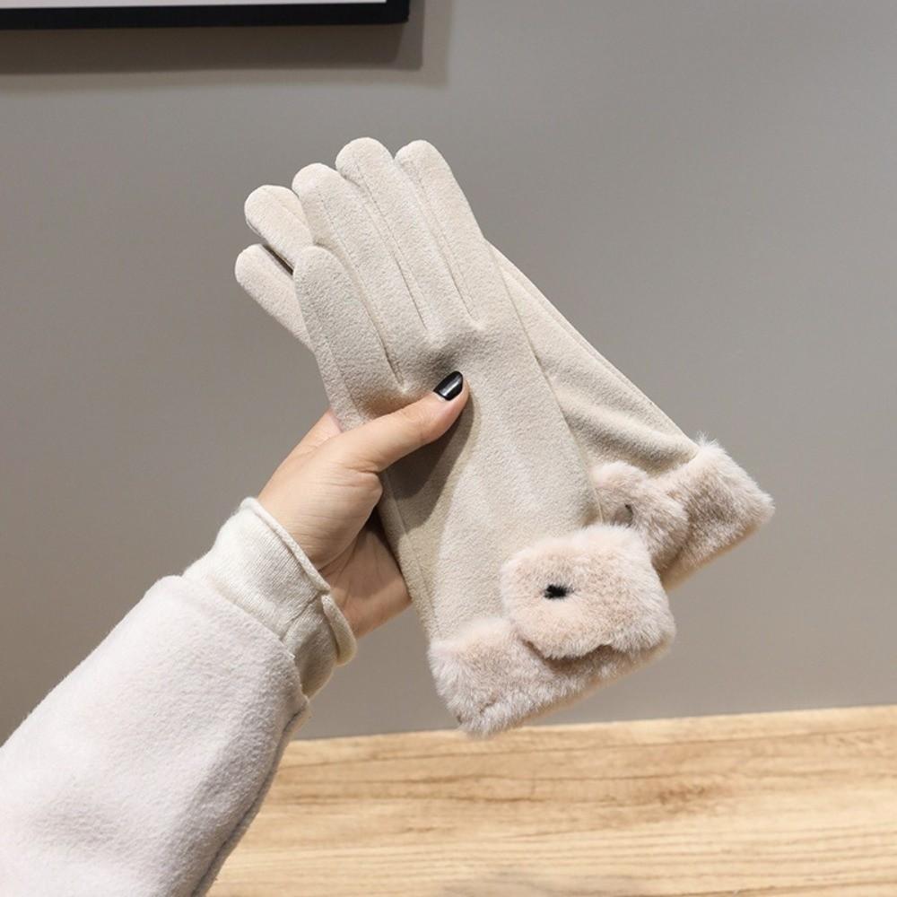 Thick Plush Gloves Windproof Women Mittens All-Match Winter Gloves Autumn