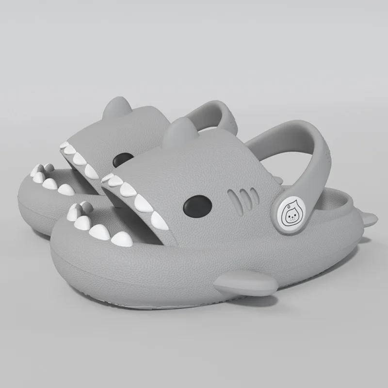 Fashion Crestar Kids Shark Slippers Summer Fashion Children Cute Cartoon Slippers Boys Girls Soft Sandal Outdoor Non-slip Beach Slides