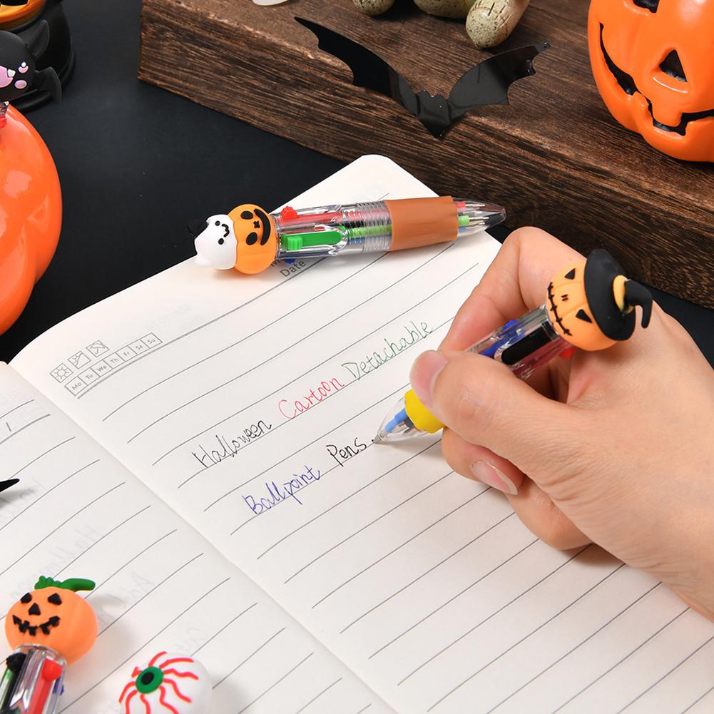 Halloween Themed Ballpoint Pens Bulk Cute Press Type Color Pen Mini Pen Smooth Writing for Halloween Gifts Back-To-School Gifts