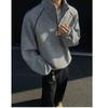 Half Zipper Turtleneck Striped Sweater Men's Spring Cleanfit Heavy American Short Jacket Loose Pullover Top
