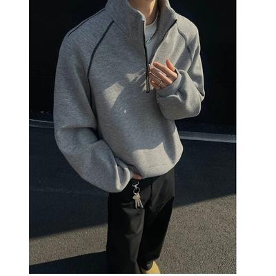 Halbzip-Rollkragen gestreifter Pullover Herren Frühling schmal geschnitten schwere amerikanische kurze Jacke lockeres Pullover-Oberteil