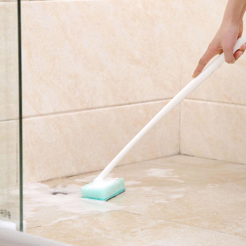 Long-Handle Bathroom Scrubber: Sponge Brush for Walls, Bathtub, Toilet, Floor, and Tile