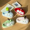 New Cartoon Apple Fluffy Slippers Autumn Home Warm Plush Slippers