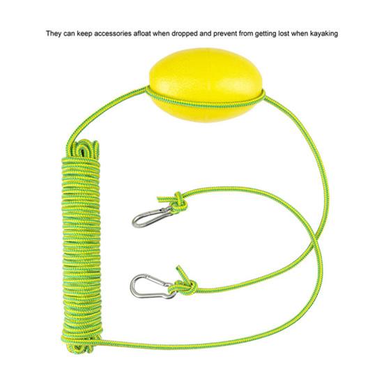 Kayak Float Rope Tow Line with Marker Buoy PVC Stainless Steel Carabiner High Visibility Heavy Duty Drift Sock Harness Nylon