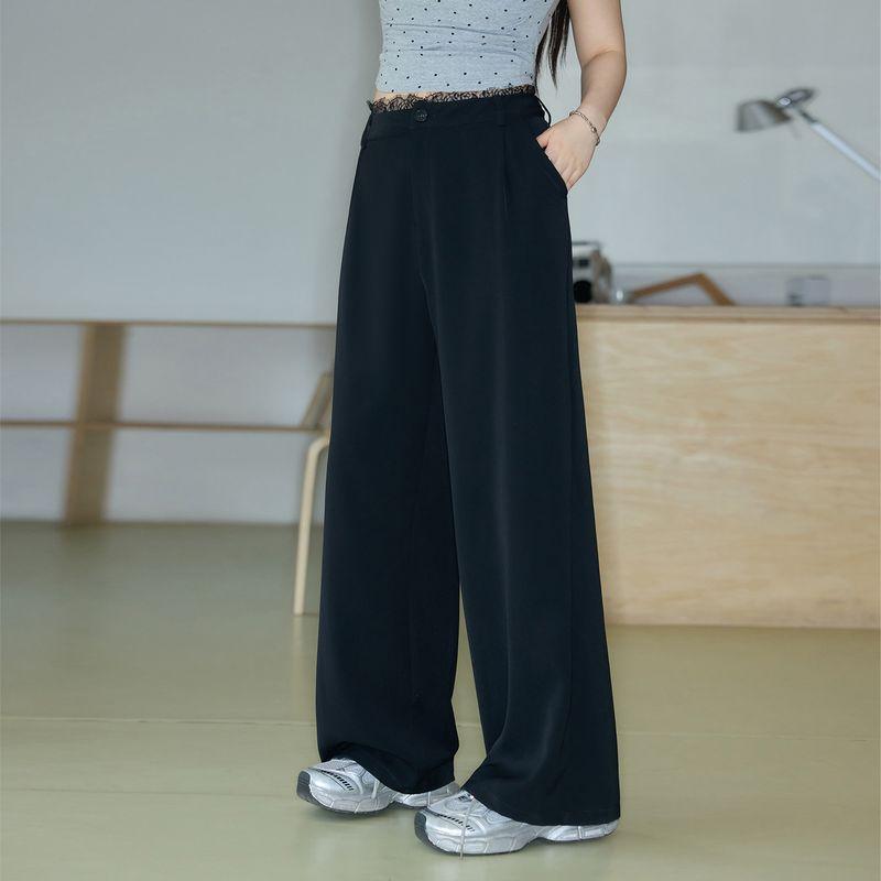 

Zhang Ren Plus Size Women s Clothing Plus Size Ladies Sweet Korean Style Lace Lace Suit Loose Pants High Waist Slim Fit Casual Pants Black Batch Two 3XL