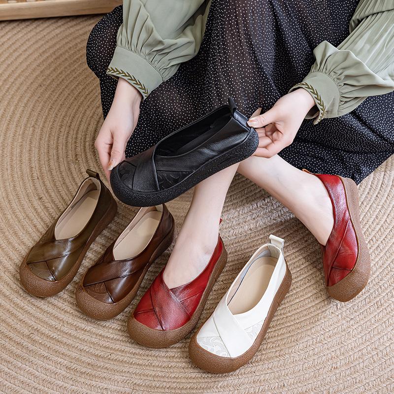 Lässige neue Damen-Einzelschuhe mit flacher Sohle für Frühling und Herbst, weichsohlige Doudou-Schuhe, bequeme, flache Freizeitschuhe für Damen