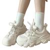 Double Mesh Breathable Sports and Leisure Shoes Summer Women's Platform College Style White Shoes