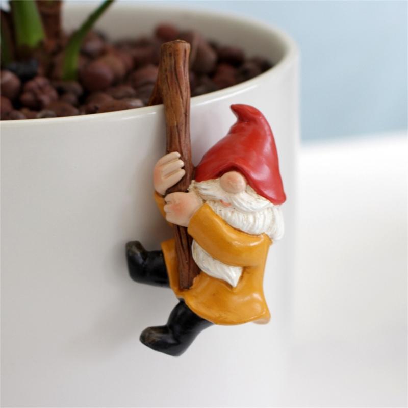 3PCS Flower Pots Ornaments Cartoon Gnome Resin Figurines Decoration Gift Flower Pots Decors for Home School Office