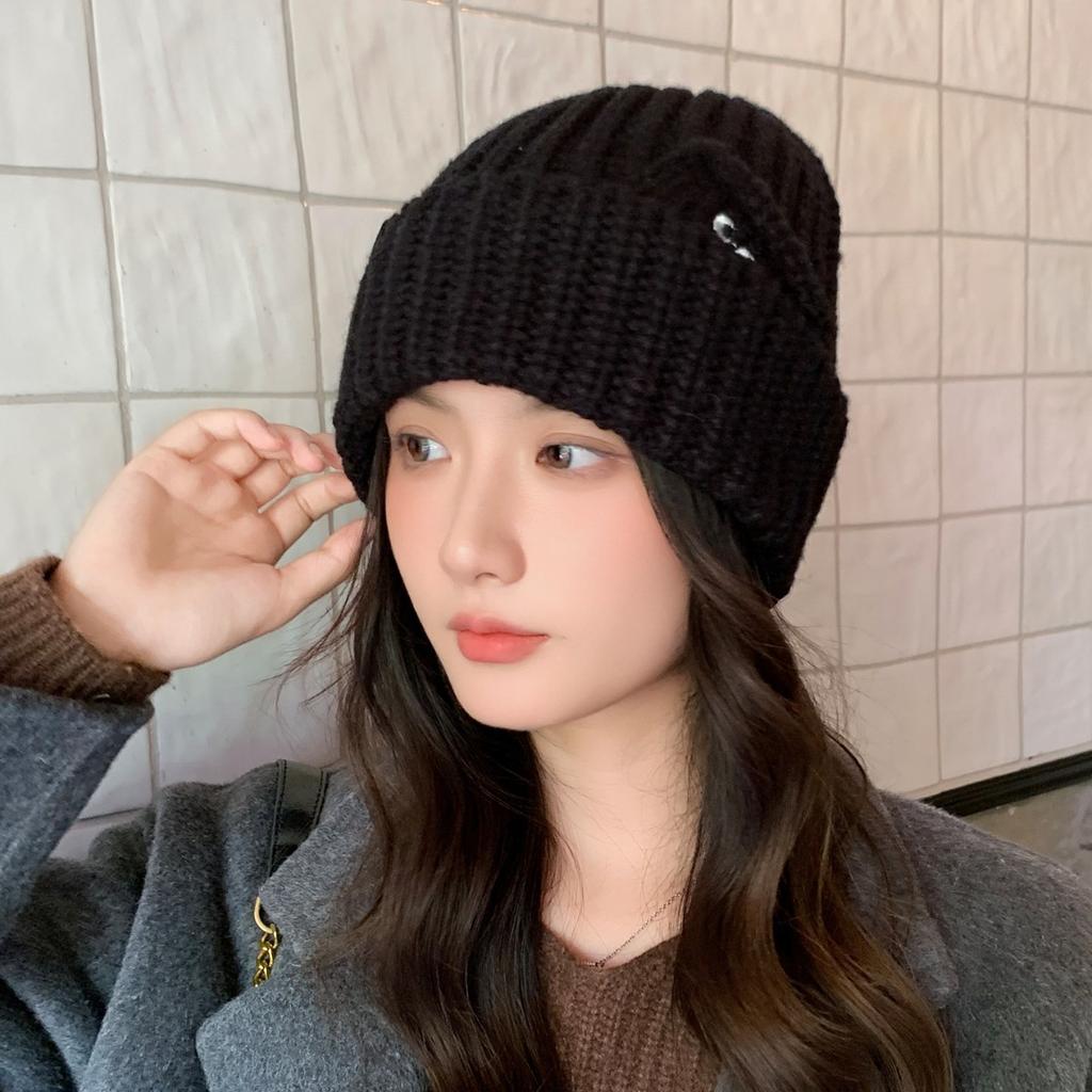 New Style Woolen Hat for Women In Autumn and Winter Warm Ear Protection Hat  Fashionable and Versatile  Face Showing Small Knitted Hat  Cold Eye Hat