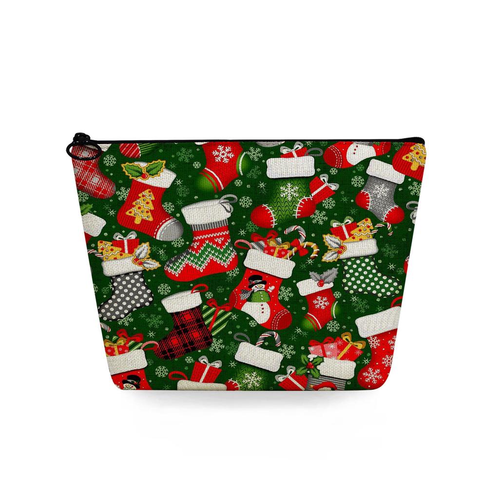 Women Christmas Snowman Print Cosmetic Bag Toiletries Organize Travel Storage Case  6367