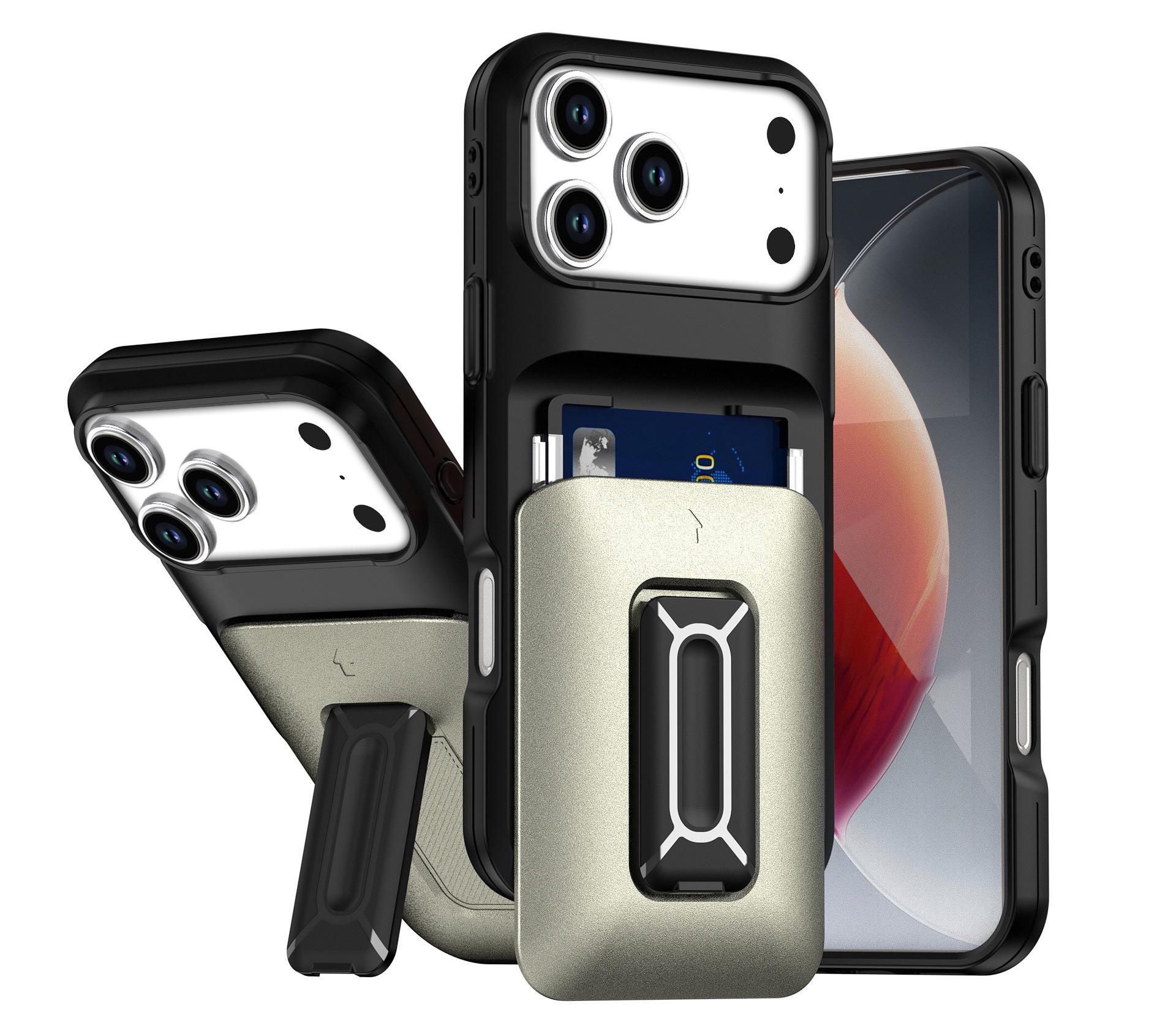 

Противоударный чехол-кольцо с полной защитой для NOKIA X100/G400 с цветовой блокировкой iPhone 16 Plus чёрный/золотой