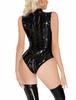 [Maeau] Catsuit Women's Costume, Glossy Leather Bodysuit, Full Body Tights, Leotard, Party, Halloween, Club, Cosplay, Adult, Black, XL