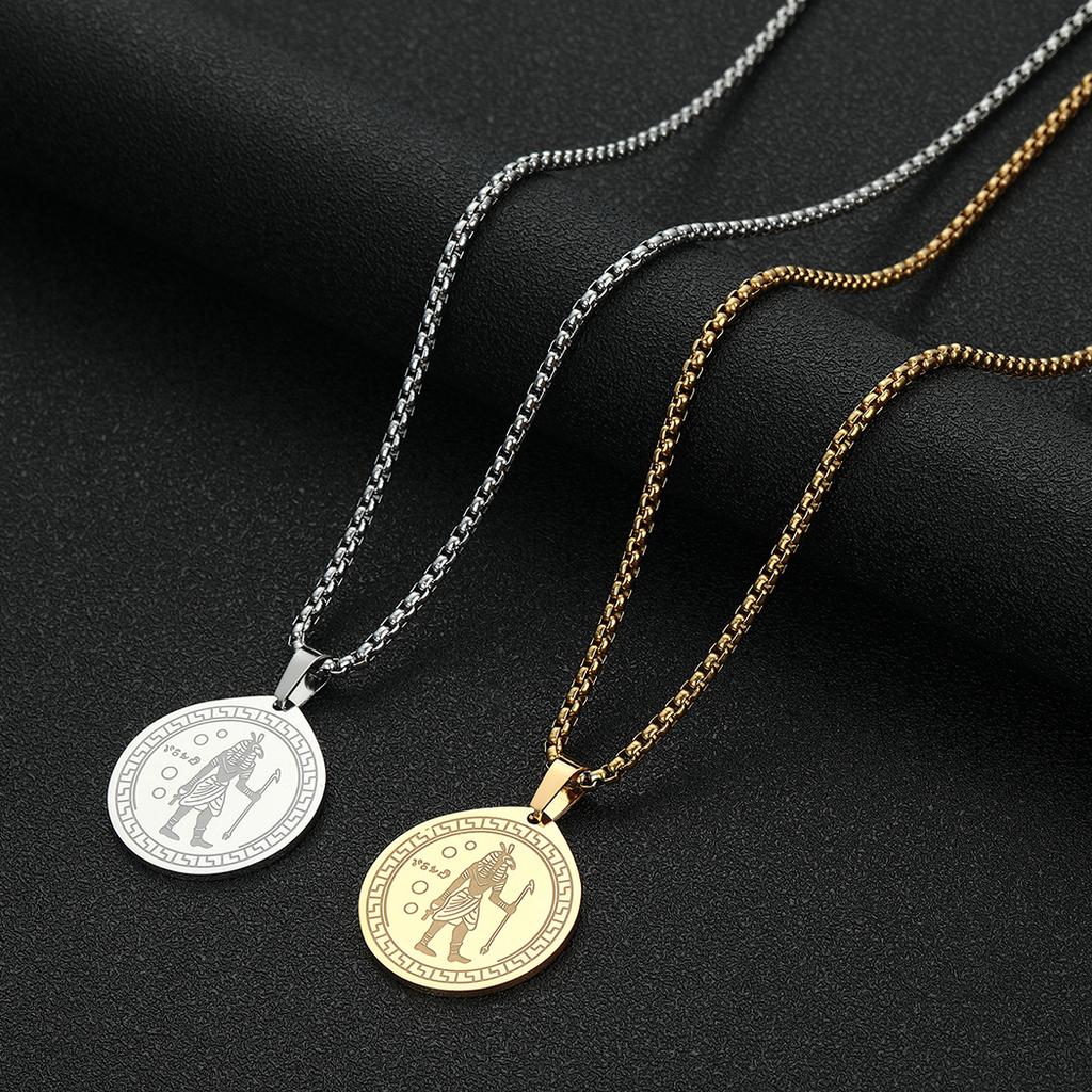 Kinitial Juego de Acero Inoxidable Colgante de Dios Collar Amuleto Religión Egipcia Cadena Gargantilla Collares Colgante Statement Joyería Regalo