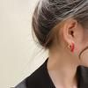 High Quality Elegant Red Drop Glaze Love Heart 925 Silver Needle Ladies Tassel Stud Earrings Jewelry Anti Allergy