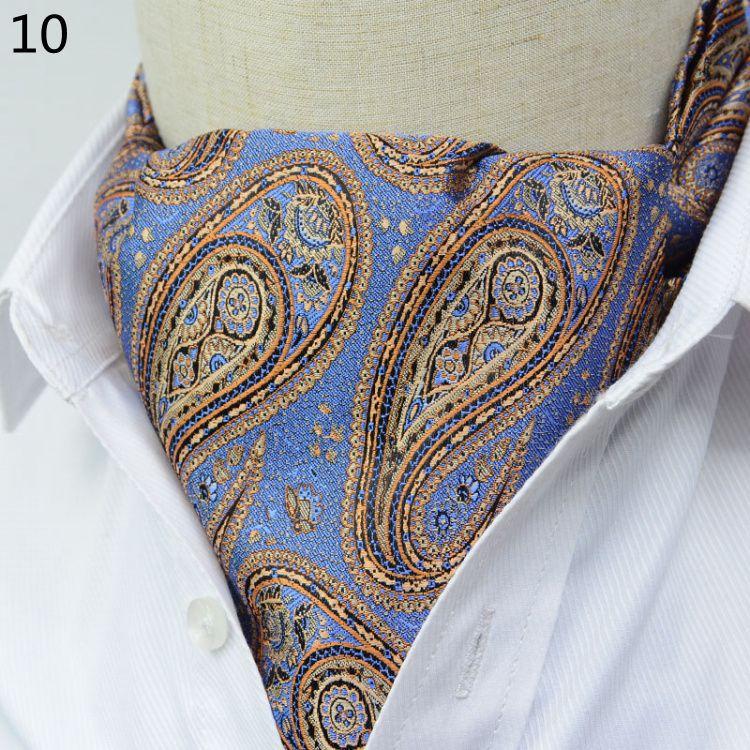 Luxury Men's Ascot Ties Vintage Paisley Cravat Self Tied British style Gentleman Polyester Silk Neck Tie Wedding FormaParty