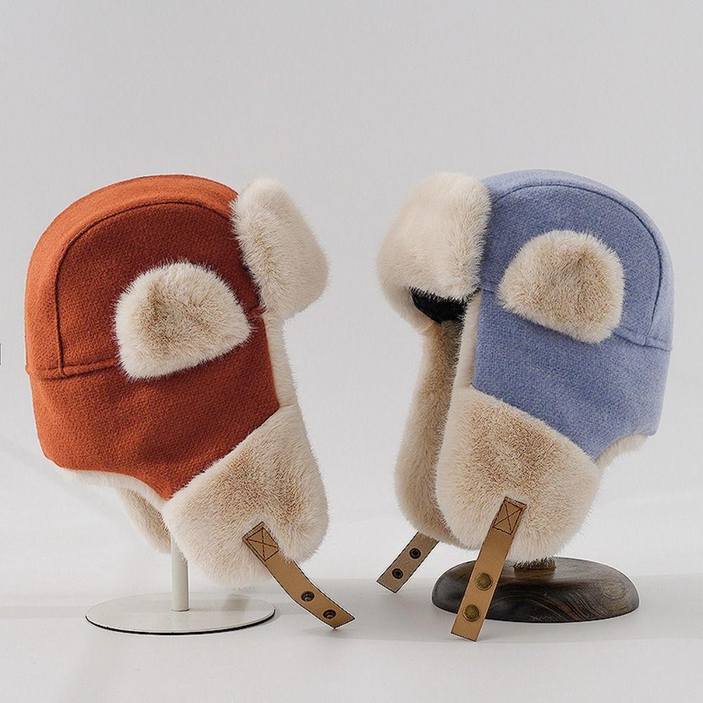 

Thickened Ear Protection Hat Outdoor Cycling Plush Hat New Warm Hat for Women рожевий